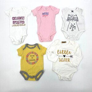 3 MONTHS Set of 5 Baby Girl Onesies Random Brands